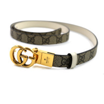 Gucci Cintura Marmont Reversibile GG Beige e Pelle Bianca