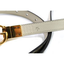 Gucci Cintura Marmont Reversibile GG Beige e Pelle Bianca