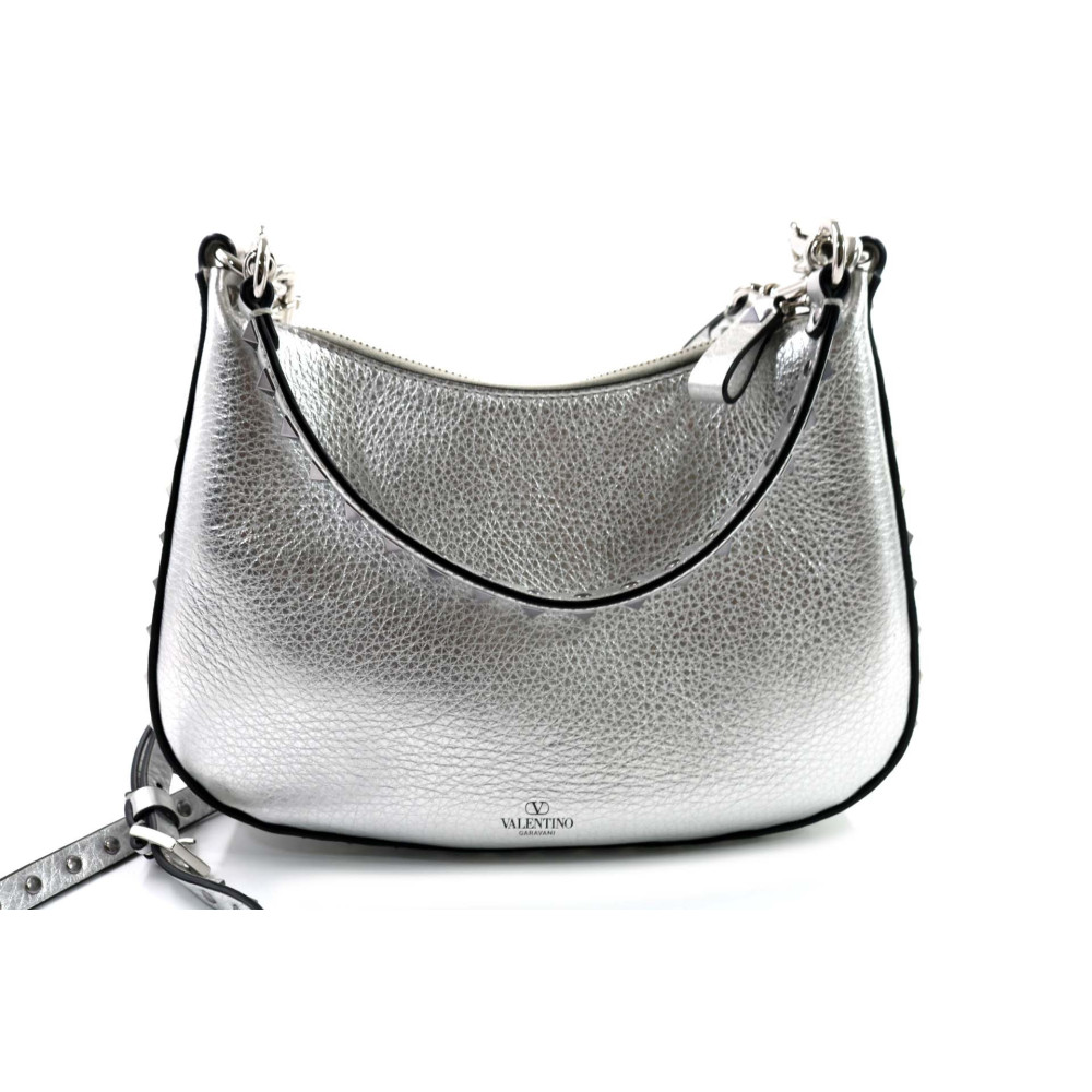 Valentino Rockstud Mini Pelle di Vitello Argento