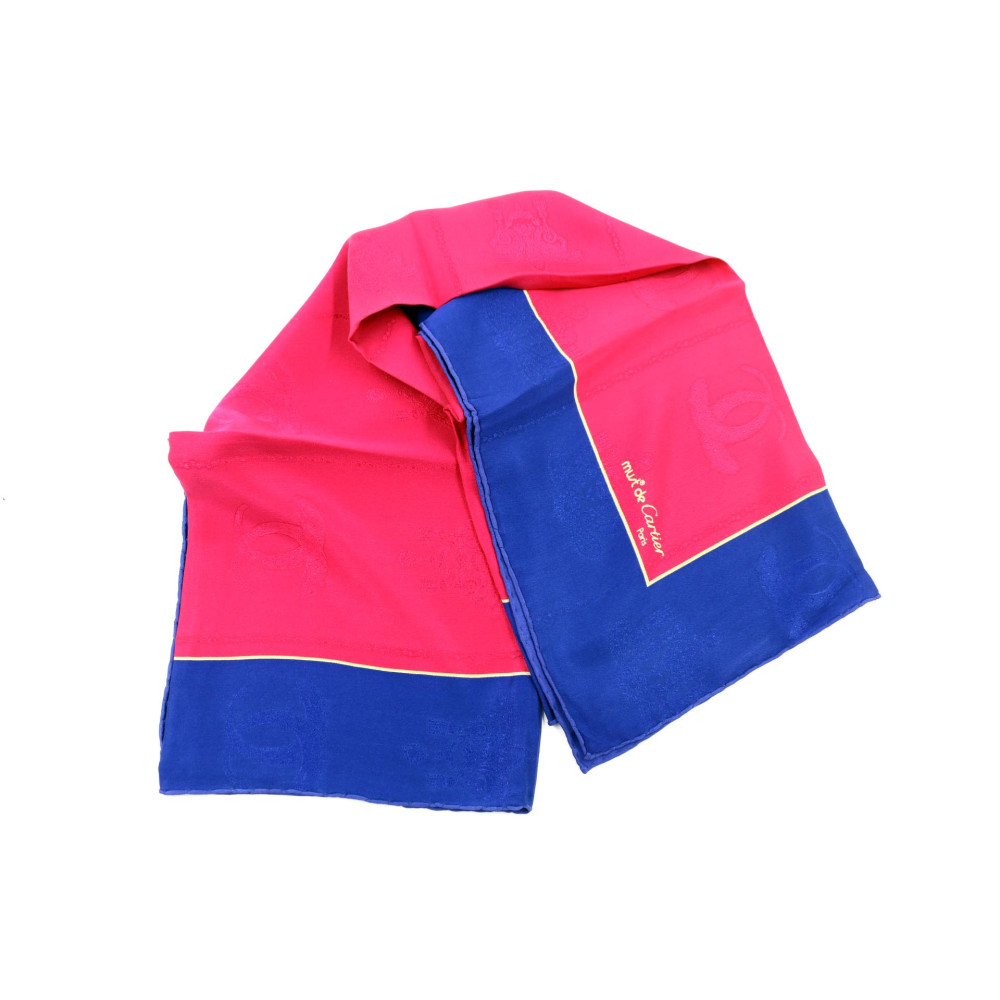 Cartier Foulard Seta Fucsia e Blu