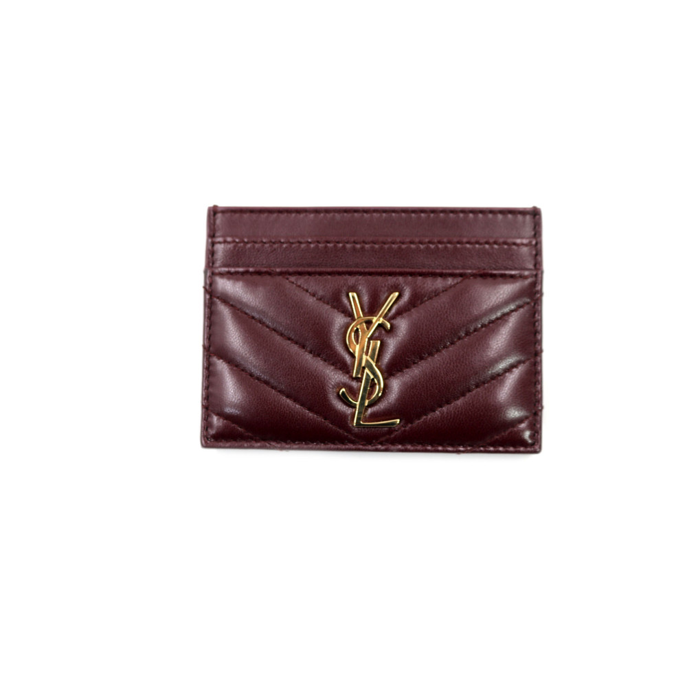 Saint Laurent Portacarte Pelle Bordeaux