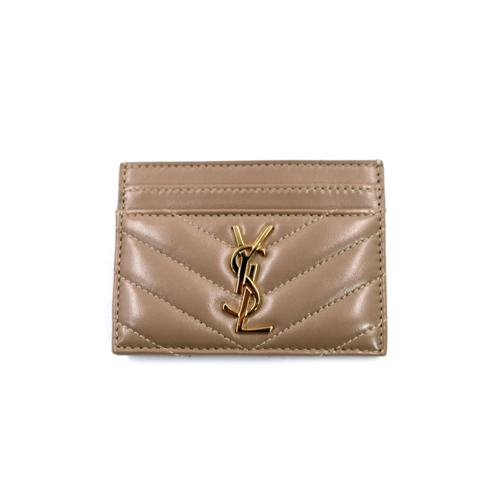 Saint Laurent Portacarte Pelle Beige