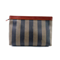 Fendi Pochette Tela e Pelle Marrone