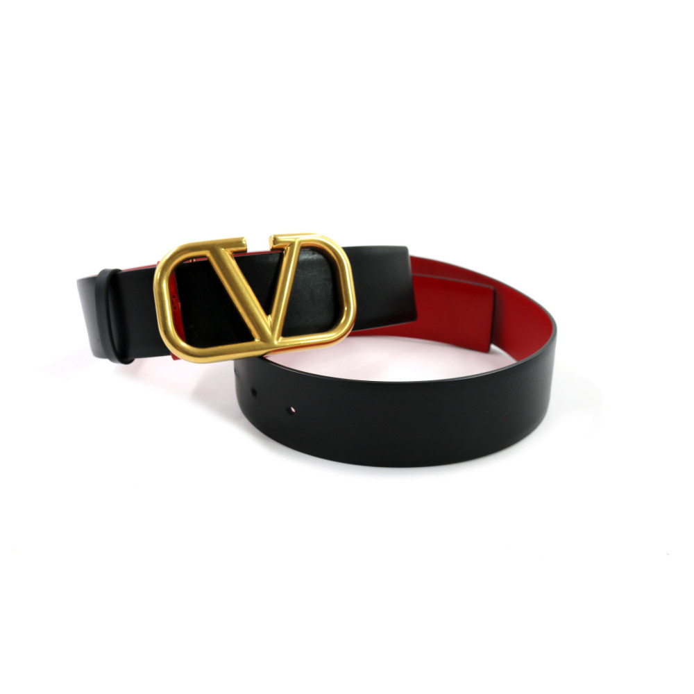 Valentino Cintura VLogo Pelle Nera e Rossa