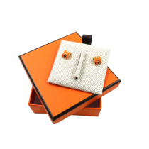 Hermes Orecchini Mini Pop H Metallo Laccato Arancione