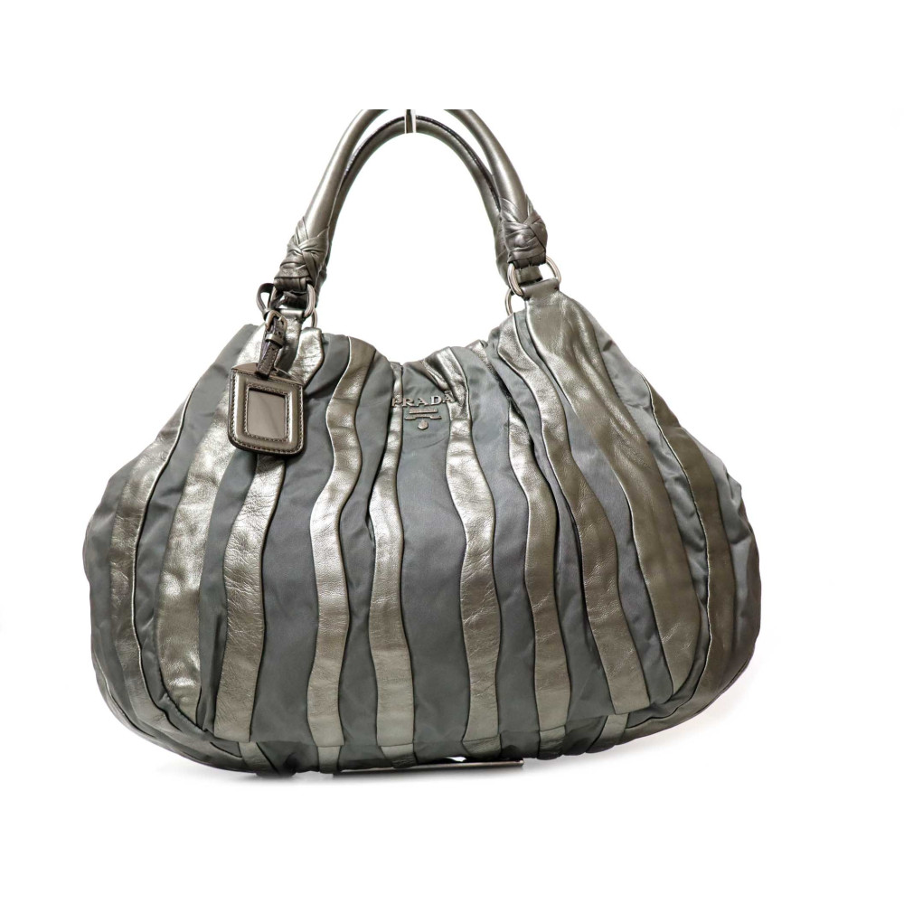 Prada Ardesia Pelle e Tessuto Grigio Antracite