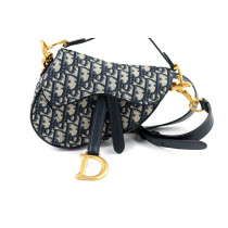 Dior Saddle Mini Tela Blu Oblique