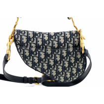 Dior Saddle Mini Tela Blu Oblique
