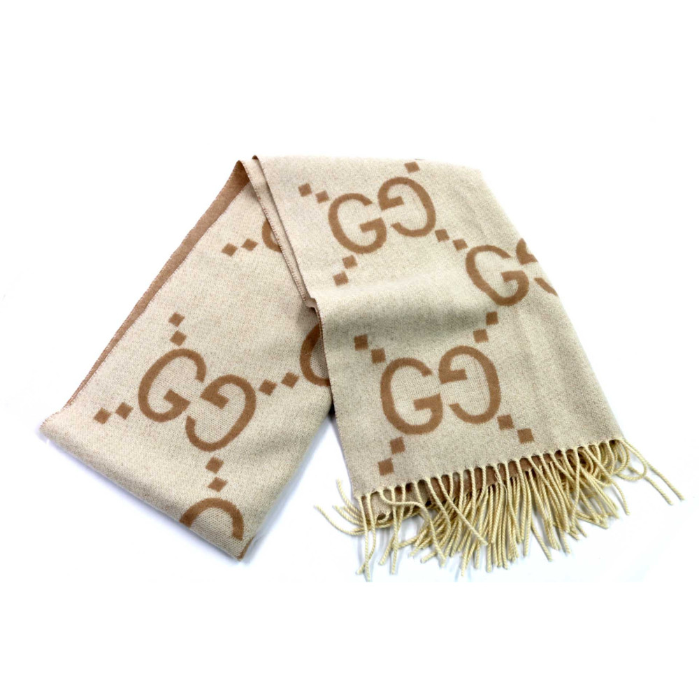 Gucci Sciarpa Cashmere Panna e Beige