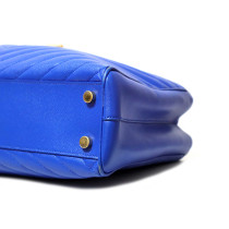 Saint Laurent Cassandre Chevron Pelle Blu Elettrico