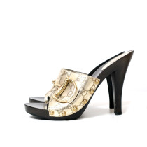 Gucci Sandali Horsebit Baby Pelle Metallizzata Avorio