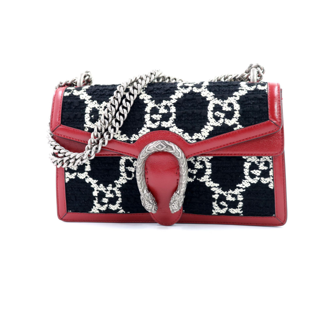 Gucci Dionysus Media Tweed Nero e Pelle Rossa