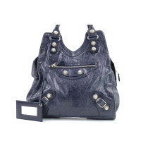 Balenciaga City Giant Verticale Pelle Blu Indaco