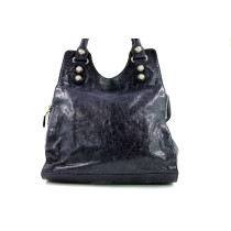 Balenciaga City Giant Verticale Pelle Blu Indaco