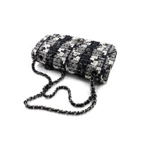 Chanel Classic Double Flap Tweed Blu, Nero, Bianco e Marrone