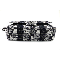 Chanel Classic Double Flap Tweed Blu, Nero, Bianco e Marrone