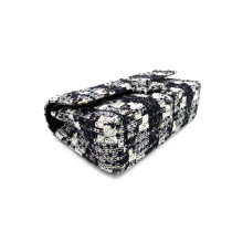 Chanel Classic Double Flap Tweed Blu, Nero, Bianco e Marrone