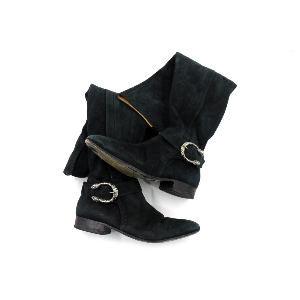 Chanel Stivali Cruissards Pelle Scamosciata Nera