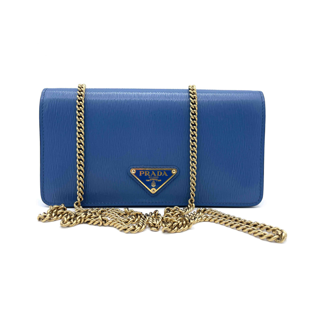 Prada Wallet Pelle Blu