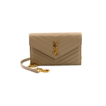 Saint Laurent Pochette Envelope Pelle Dark Beige