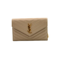 Saint Laurent Pochette Envelope Pelle Dark Beige