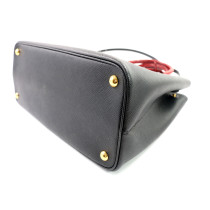 Prada Double Medium Pelle Saffiano Nero e Rosso