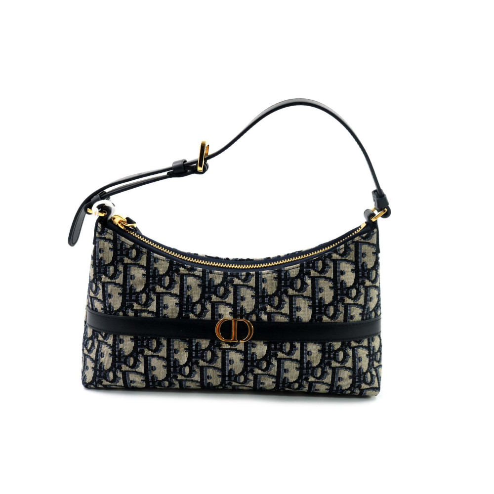 Dior Montaigne 30 Hobo Mini Tela Oblique Blu