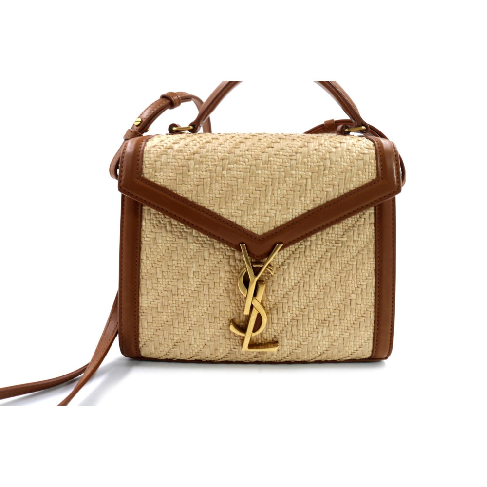 Saint Laurent Cassandra Mini Rafia Beige