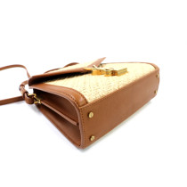 Saint Laurent Cassandra Mini Rafia Beige