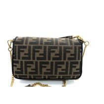 Fendi Baguette Mini Tessuto Jacquard Marrone