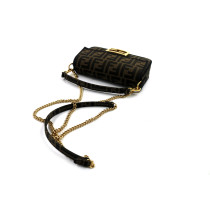 Fendi Baguette Mini Tessuto Jacquard Marrone