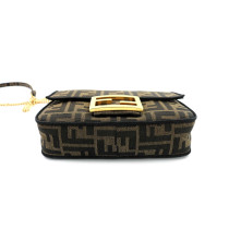 Fendi Baguette Mini Tessuto Jacquard Marrone