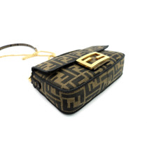 Fendi Baguette Mini Tessuto Jacquard Marrone
