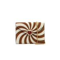 Gucci Pochette Fragola Piccola Pelle Marrone e Beige
