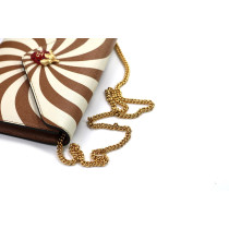 Gucci Pochette Fragola Piccola Pelle Marrone e Beige