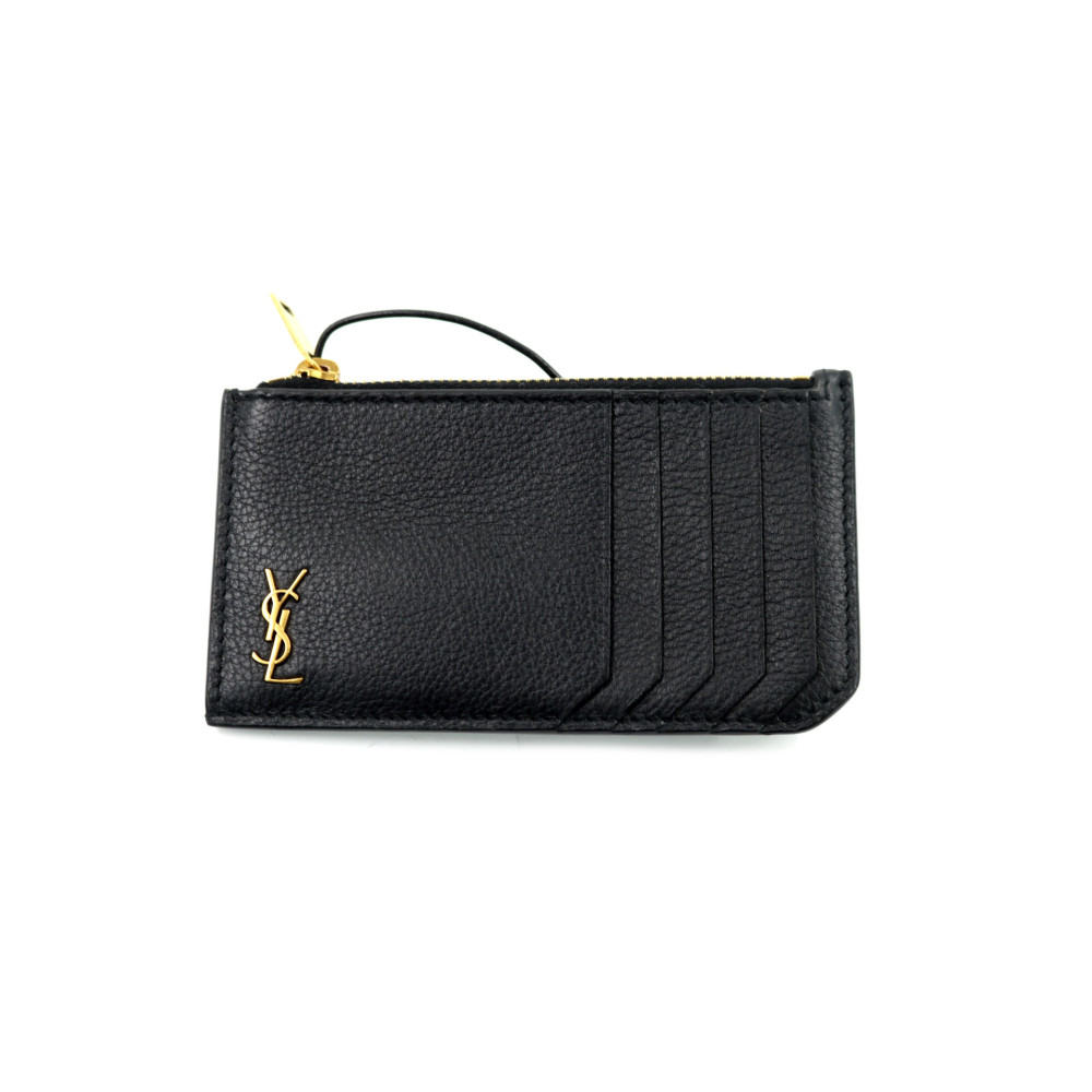 Saint Laurent Portacarte Verticale Pelle Nera