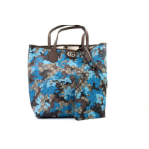 Gucci Blue Camouflage Canvas Shopping Bag