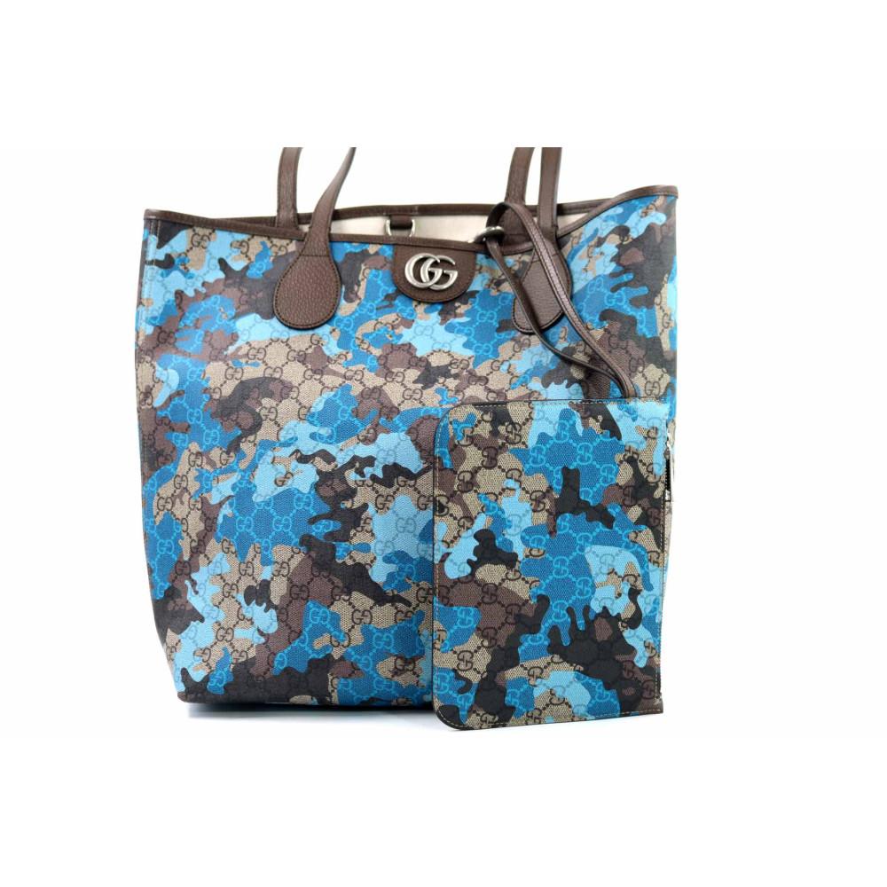 Gucci Shopping-Bag aus blauer Tarnleinwand