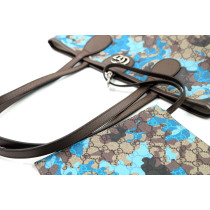 Gucci Blue Camouflage Canvas Shopping Bag