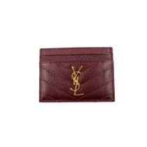 Saint Laurent Portacarte Pelle Bordeaux