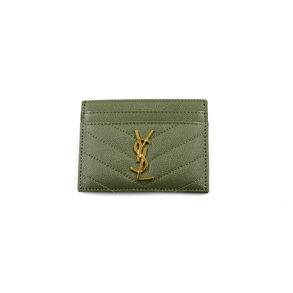 Saint Laurent Portacarte Pelle Verde Salvia