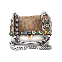 Fendi Kan I Pelle e Pitone Bianca e Multicolor