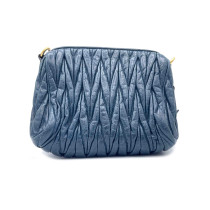 Miu Miu Pochette Goffrata Pelle Matelassè Blu