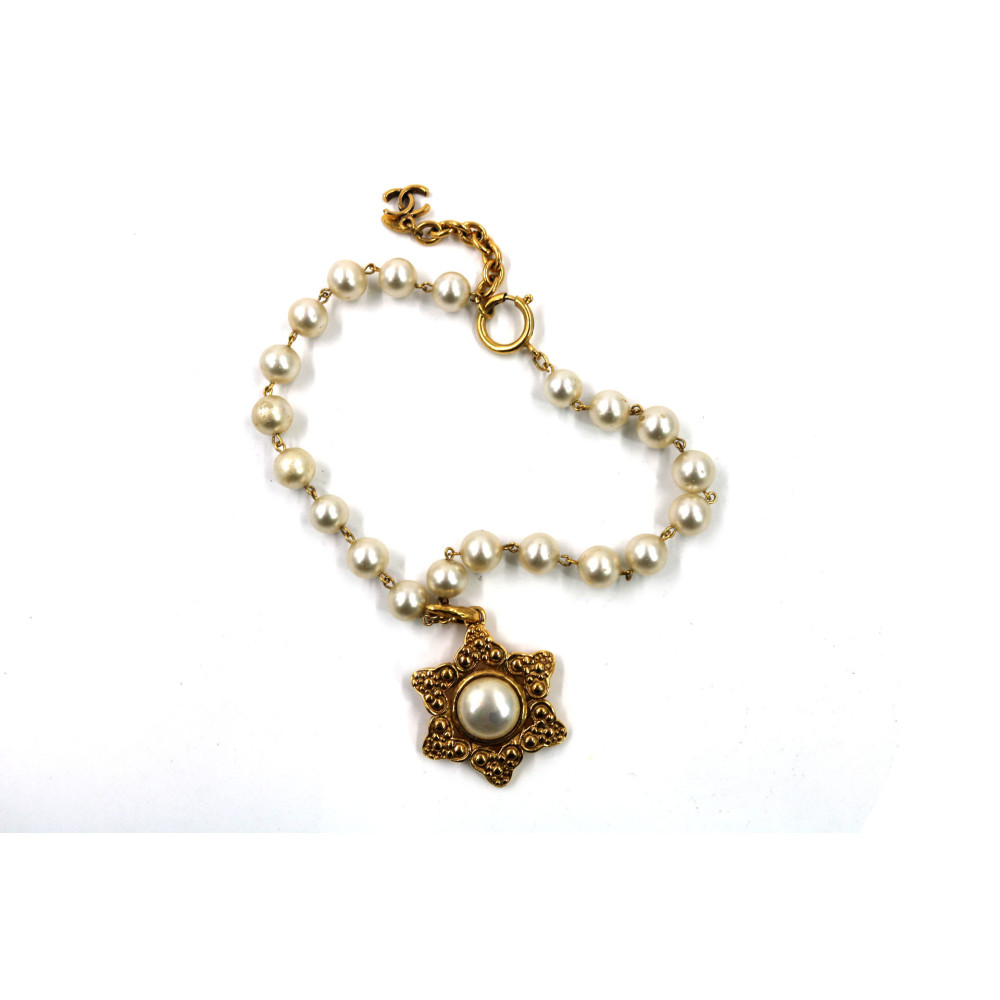 Chanel Collana Vintage Metallo e Perle