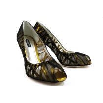 Dolce & Gabbana Decollete Tulle e Pelle Oro e Nero