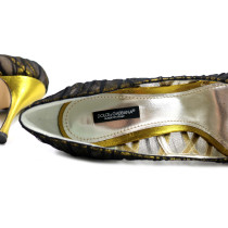 Dolce & Gabbana Decollete Tulle e Pelle Oro e Nero