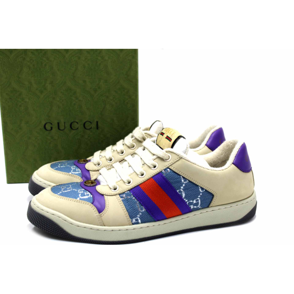 Gucci Sneackers Pelle e Tela Multicolor