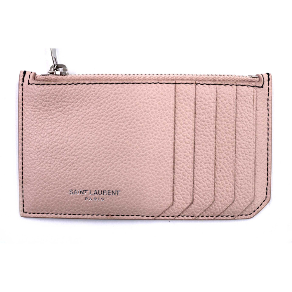 Saint Laurent Portacarte Pelle Rosa