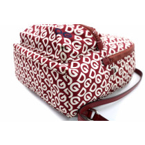 Dolce & Gabbana Leinen Rucksack Weiß und Bordeaux