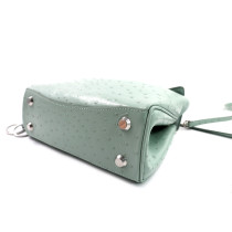 Balenciaga Rodeo Mini Pelle Stampa Struzzo Azzurro